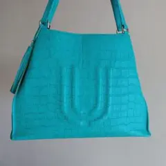 Ungaroターコイズ クロコダイル風ショルダーバッグ