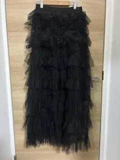 フリル　ティアードスカート　ブラック
