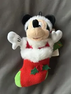 ミッキーマウス クリスマス　ぬいぐるみバッチ
