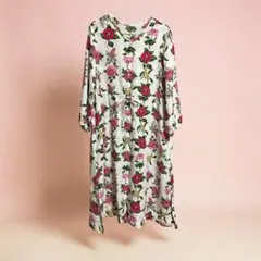 大人可愛い 花柄シャツワンピース フリーサイズ 春コーデ