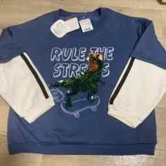 トレーナー　恐竜　120 新品　スパンコール刺繍