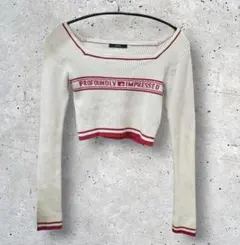 EMODA クロップドニット セーター アイボリー/レッド