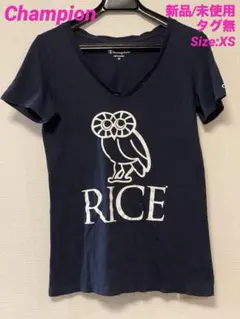 【新品/タグ無】Champion RICE大学 Vネック Tシャツ ネイビーXSのサムネイル