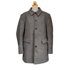 3XL ステンカラーコート グレー ウール キルティング 中綿 大きいサイズ