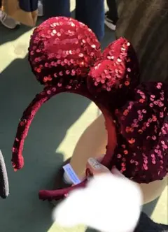 ディズニーカチューシャ ミニー ワインレッド 赤