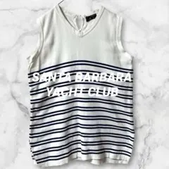 Ld522＊サンタバーバラヨットクラブ ベスト ボーダー Vネック 綿 M