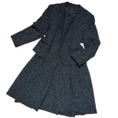 4314 美品XL 23区 ノーカラー セットアップ ワンピース ツイード 48