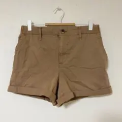 オールドネイビー 無地 ショートパンツ ロールアップ 裾 S 茶 綿 ベージュ