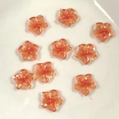 ちゅるん　透明感　オレンジグラデーション　お花　フラワー　ネイルパーツ