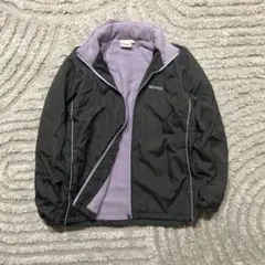 Kappa 中綿ナイロンジャケット フード収納式 チャコール×パープル Mサイズ