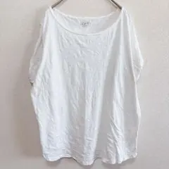 ロフトアウトレット 【L】白Tシャツ スラブ素材 袖スリット入り 春夏カットソー