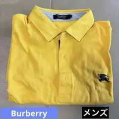 《古着》メンズBurberry イエローポロシャツ ロゴ刺繍付きサイズ３
