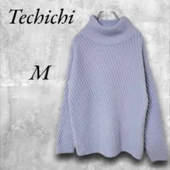 Techichi テチチ ハイネックニット M ブルー系 毛混 暖かい 上品