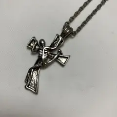 髑髏　ドクロ　スカル　十字架　ネックレス