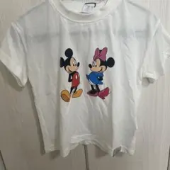 ミッキー ミニー Tシャツ 100cm ホワイト　バッグプリント