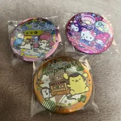 キラキラBIG缶バッチ リトルツインスターズ・ハローキティ・ポムポムプリン