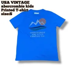 USA古着 abercrombie kids プリントTシャツ 無地 ブルー