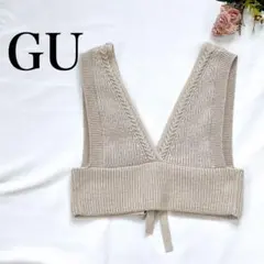 GU ジーユー【M】2WAYメランジニットビスチェ リボン レイヤード ベージュ