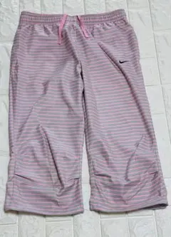 ナイキ DRI-FIT クロップドパンツ 七分丈 ボーダー ピンク S