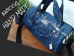 専用❗️№701【DENIM❌️ドラム缶型ショルダーバッグ♥】デニムリメイク⚮̈