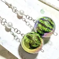 【スイカピアス】ハンドメイド　ビーズ　夏ピアス　イヤリング　爽やか　フルーツ