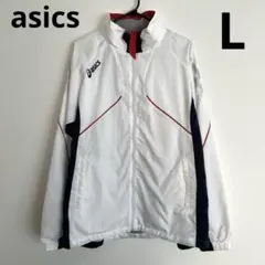 アシックス ウィンドブレーカー ジャケット 白 L ランニング バックウォーム