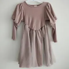 長袖ワンピース 110サイズ ピンク キッズ 子供 女の子 ドレス フリル