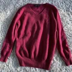 グリーンレーベルリラクシング　Vネックニットセーター　ピンク　ウール　カシミヤ