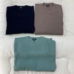 UNIQLO ニットセーター 3点セット ミントグリーン・ブラウン・ネイビー