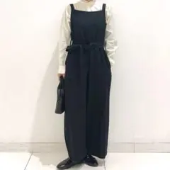 UNIQLOユニクロ リネンブレンドジャンプスーツ ブラック L サロペット