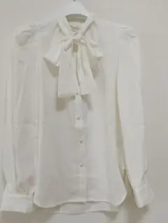ボウタイブラウス 長袖 白