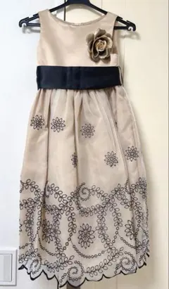 キッズドレス 120cm ベージュ 花刺繍 フォーマル