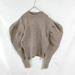 【マウジー】EYELET KNIT トップス(F)長袖ニット　パフスリーブ