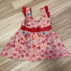女の子 ワンピース水着 ハート柄 フリル 100cm