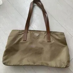PRADA ベージュ ナイロン ショルダーバッグ