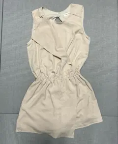 ベージュ ノースリーブ ラップスタイル オールインワン