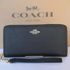 COACH コーチ 長財布 ストラップ付 シグネチャー ロングジップ C4451