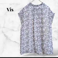 【ビス vis】小花柄シフォンブラウス F フレンチスリーブ メロー とろみ