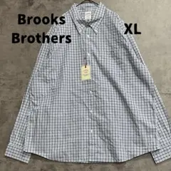 ブルックスブラザーズ チェックシャツ 青×白 XL タグ付き XL【6438】