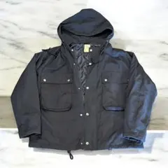 フード付き中綿アウター　黒　メンズL