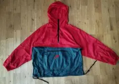 NIKE ナイキ  アノラック ナイロンジャケット 赤/灰 アメリカ製 刺繍ロゴ