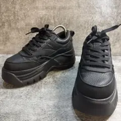 ✨️美品✨️ ZARA ザラ レザー シボ ダッドスニーカー 厚底 黒 24