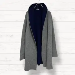 【m】ロングニットカーディガン コート アウター 羽織り 毛混 防寒 3176