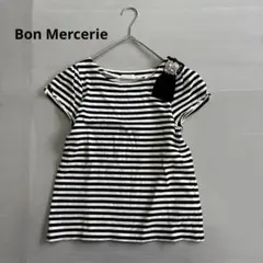 【ボンメルスリー】半袖Tシャツ　肩リボン　ボーダー　大人フェミニン　コットンのサムネイル