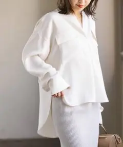 NOBLEワークディテールドレープシャツ　ホワイト　タグ付き新品未使用