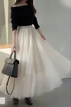 GRL ボリュームロングチュールスカート [at118]