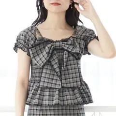 MAJESTIC LEGON オフショル トップス チェック Mサイズ