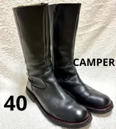カンペールCAMPER シボ革レザー　ロングブーツ ブラック　クレープソール40のサムネイル