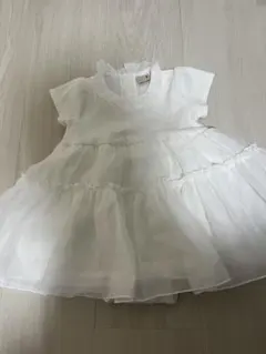 プティマイン　ホワイト フリル付き ワンピース