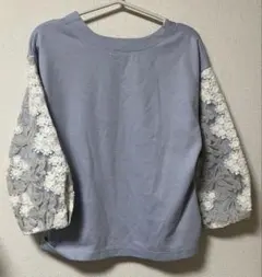 袖レース 厚手トップス Lサイズ ブルーグレー